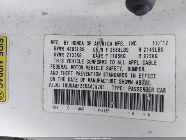 2013 ACURA TL 19UUA8F26DA005761 Photo 8