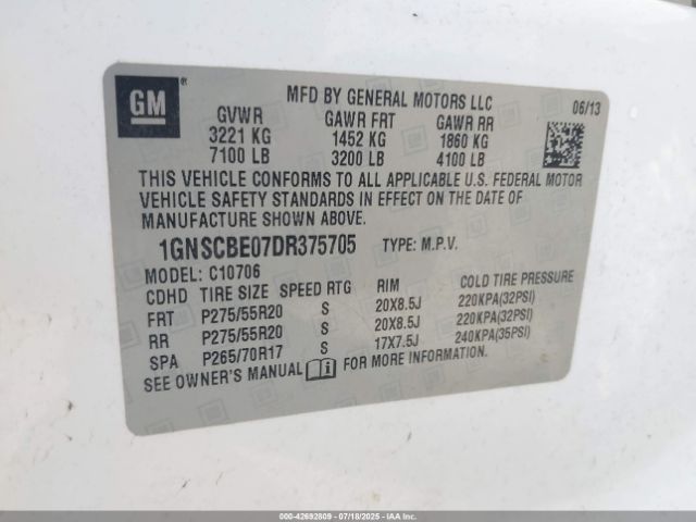 2013 CHEVROLET TAHOE 1GNSCBE07DR375705 Photo 8