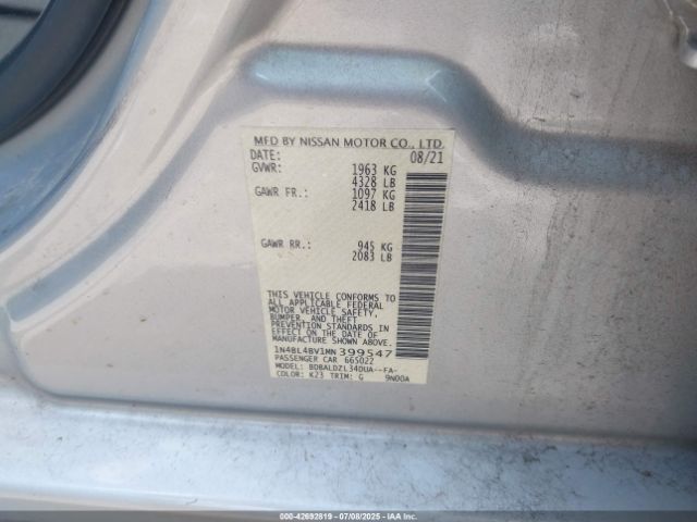 2021 NISSAN ALTIMA 1N4BL4BV1MN399547 Photo 8