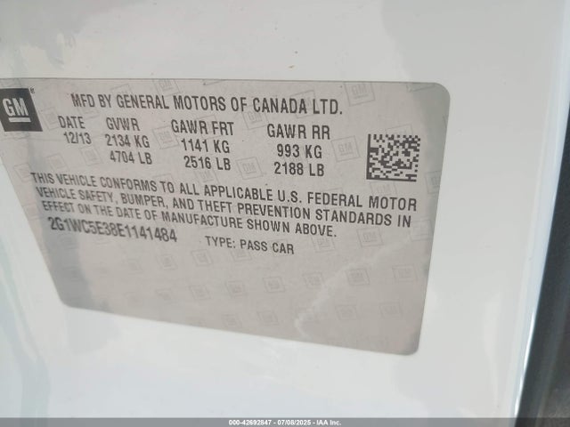 Chevrolet lfx 2014 2G1WC5E38E1141484 Image 9