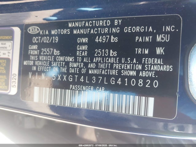 5XXGT4L37LG410820 KIA gdi