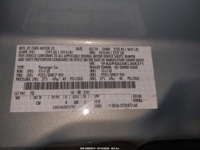 1FADP5AU0EL506371 Ford atk ivct hev