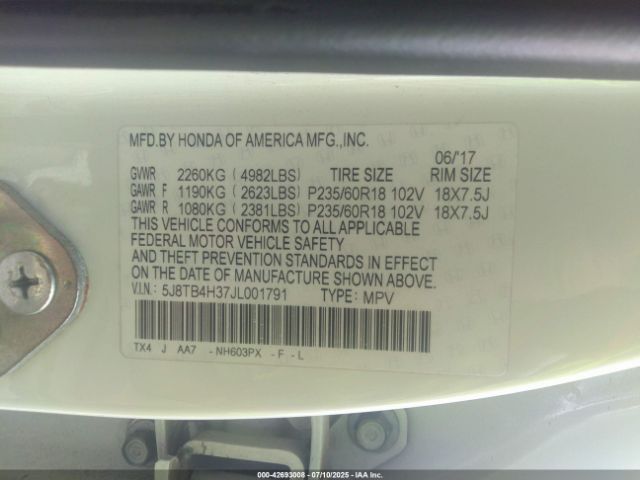 2018 ACURA RDX 5J8TB4H37JL001791 Photo 8