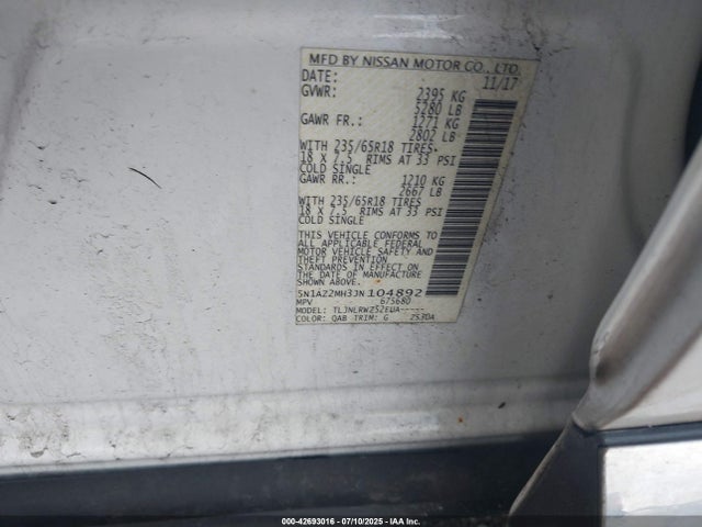 5N1AZ2MH3JN104892 Nissan 2018