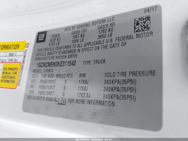 2017 CHEVROLET SILVERADO 1500 1GCNCNEH0HZ311542 Photo 8