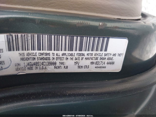 2004 Jeep Grand Cherokee Laredo მანქანა იყიდება აუქციონზე, vin: 1J4GW48S14C139000, აუქციონის ნომერი: 42693145