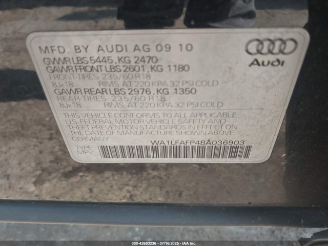 2011 AUDI Q5 WA1LFAFP4BA036903 Photo 8