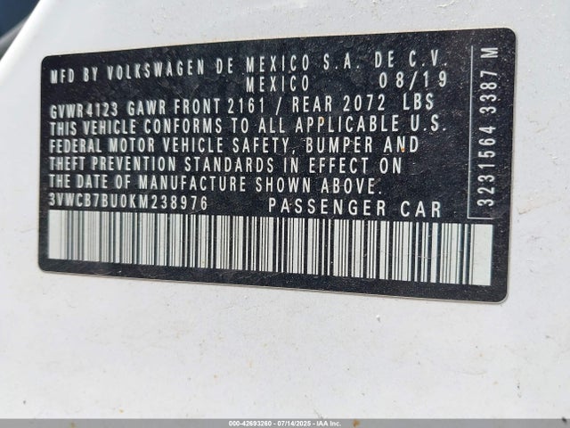 3VWCB7BU0KM238976 Volkswagen 1.4 tsi