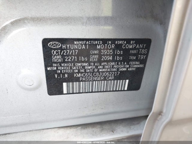 KMHC65LC8JU062217 Hyundai Ioniq