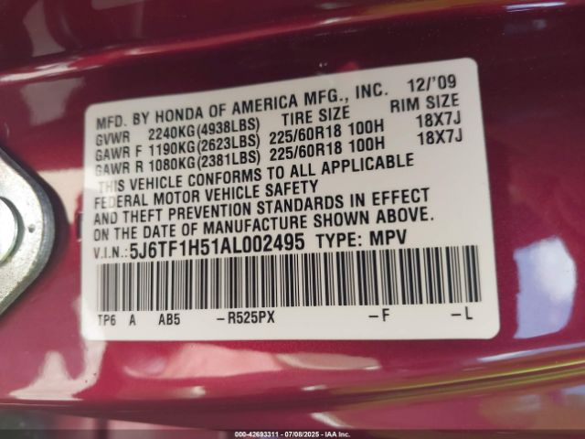 2010 HONDA ACCORD CROSSTOUR 5J6TF1H51AL002495 Photo 8