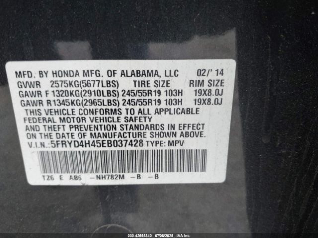 2014 ACURA MDX 5FRYD4H45EB037428 Photo 8