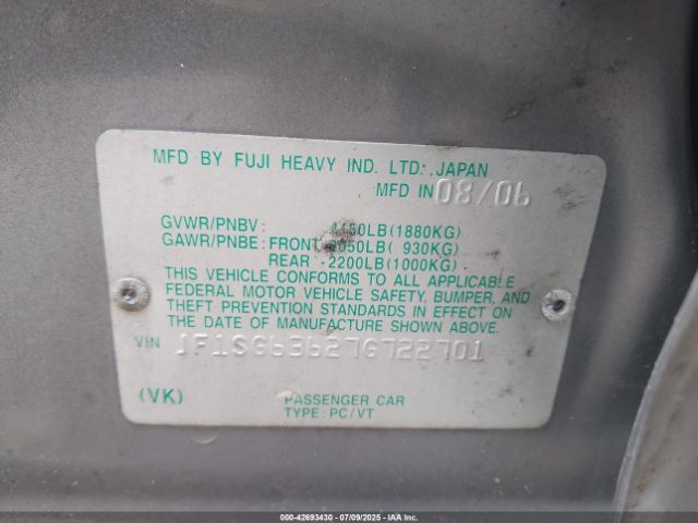 2007 SUBARU FORESTER JF1SG63627G722701 Photo 8