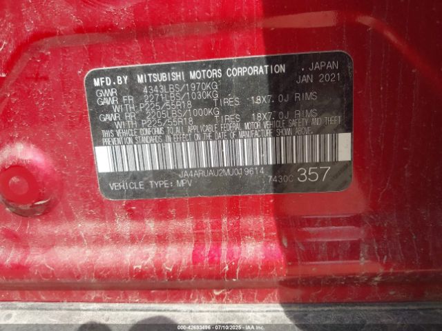 2021 MITSUBISHI OUTLANDER SPORT JA4ARUAU2MU019614 Photo 8