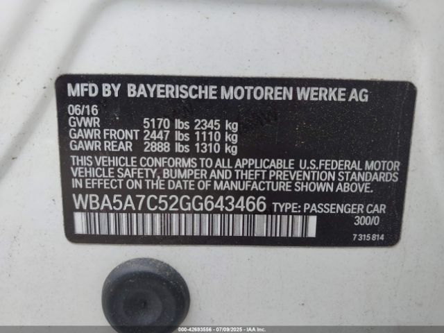 2016 BMW 528I WBA5A7C52GG643466 Photo 8