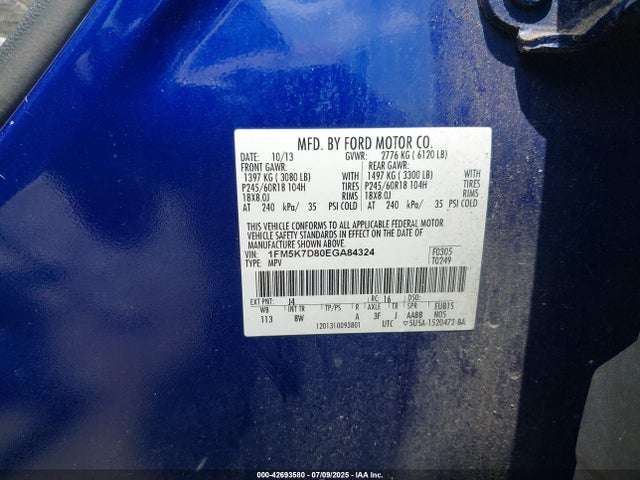 Ford Explorer 2014 1FM5K7D80EGA84324 Image 9