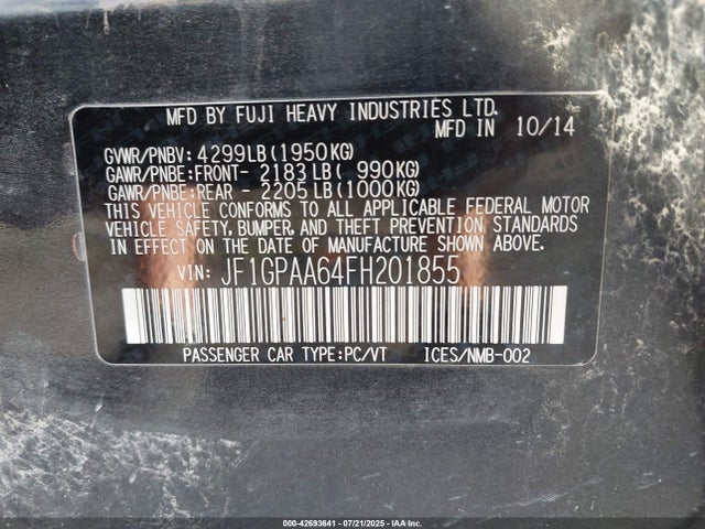 Subaru 2.0l na 2015 JF1GPAA64FH201855 Image 9