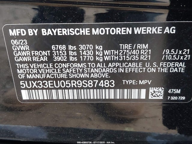5UX33EU05R9S87483 BMW X5