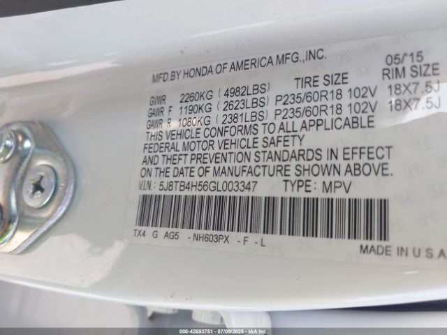 2016 ACURA RDX 5J8TB4H56GL003347 Photo 8