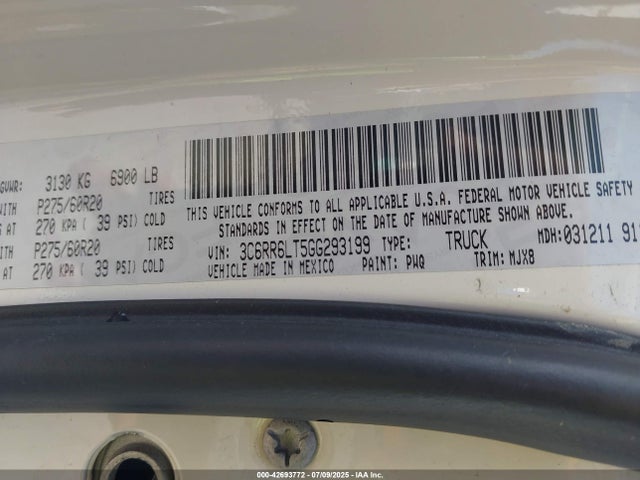 RAM 2016 2016 3C6RR6LT5GG293199 Image 9
