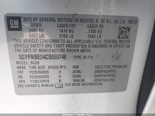 2012 CADILLAC SRX 3GYFNBE34CS659748 Photo 8