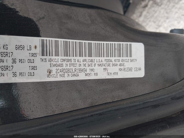 2C4RDGBG3JR199454 Dodge 2018