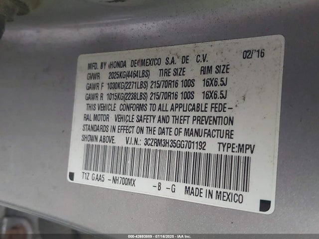 Honda CR-V LX 2016 3CZRM3H35GG701192 Image 9