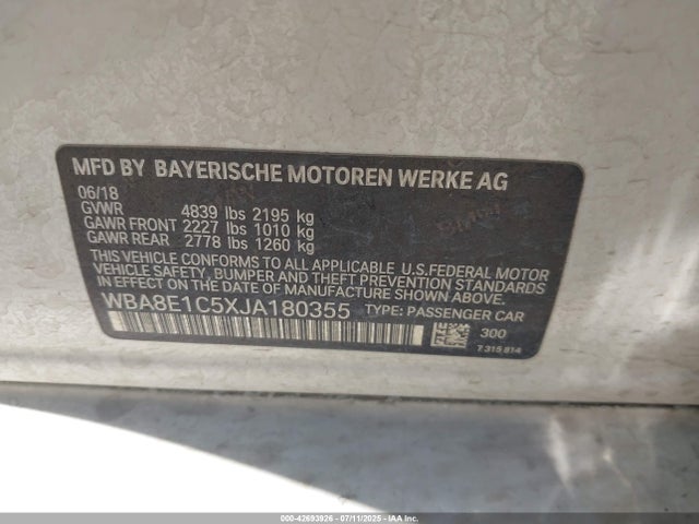 WBA8E1C5XJA180355 BMW 330e