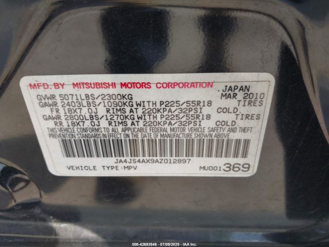 2010 MITSUBISHI OUTLANDER JA4JS4AX9AZ012897 Photo 8
