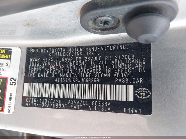 4T1B11HK9JU668869 Toyota a25a-fks