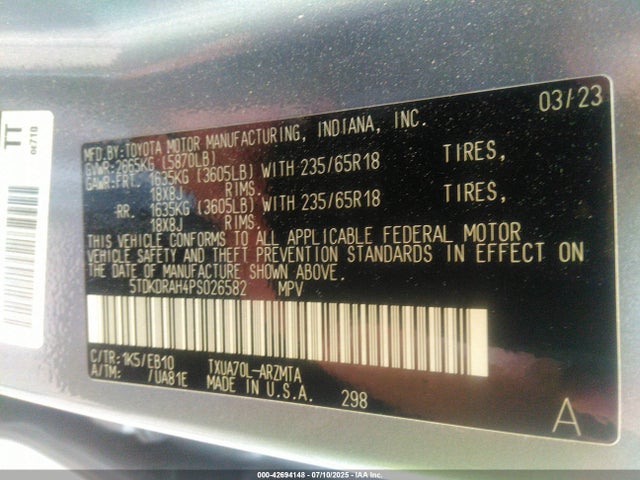 5TDKDRAH4PS026582 Toyota t24a-fts