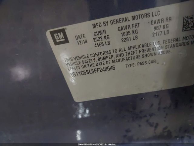 2015 CHEVROLET MALIBU 1G11C5SL3FF248645 Photo 8