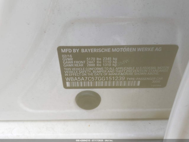WBA5A7C57GG151239 BMW 528I