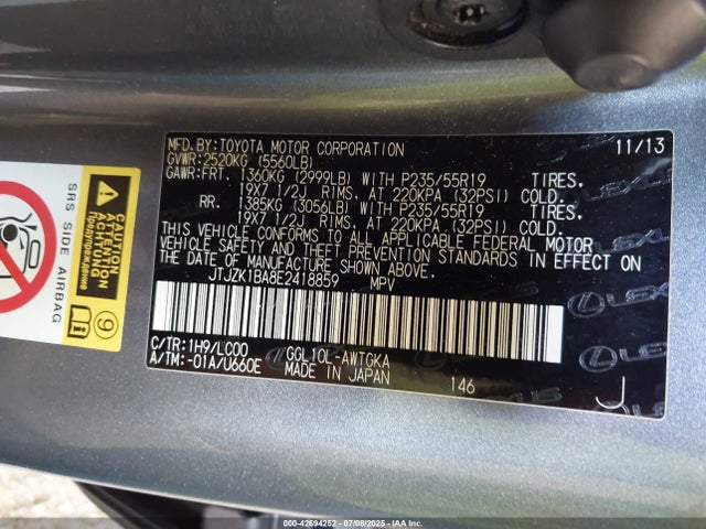 JTJZK1BA8E2418859 Lexus 2gr-fe