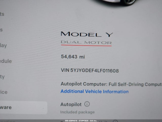 2020 TESLA MODEL Y 5YJYGDEF4LF011608 Photo 6