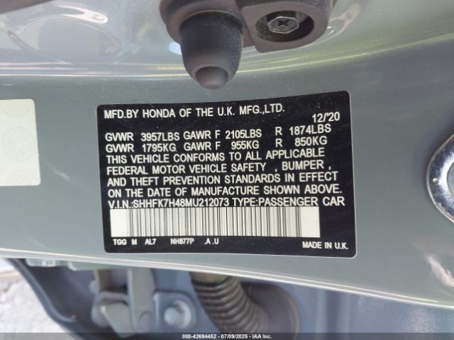 2021 HONDA CIVIC SHHFK7H48MU212073 Photo 8