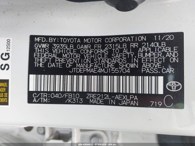 Toyota 2zr-fae 2021 JTDEPMAE4MJ155704 Image 9