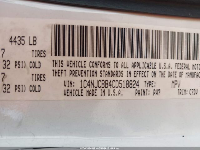 2012 JEEP COMPASS 1C4NJCBB4CD518824 Photo 8