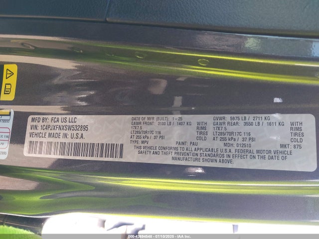 1C4PJXFNXSW532895 Jeep 2025