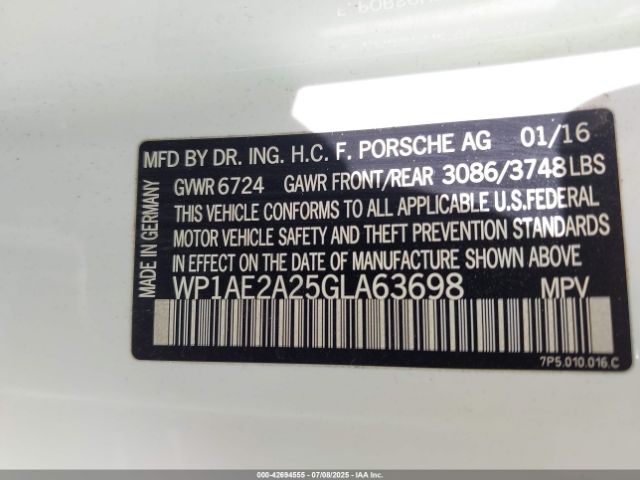 2016 PORSCHE CAYENNE E-HYBRID WP1AE2A25GLA63698 Photo 8