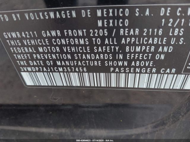 2012 VOLKSWAGEN JETTA 3VWDP7AJ1CM357456 Photo 8