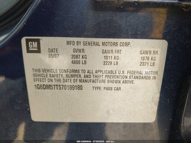 2007 CADILLAC CTS 1G6DM57T570189180 Photo 8