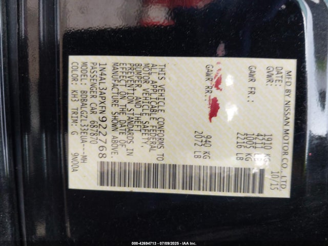 1N4AL3APXFN922768 Nissan 2015