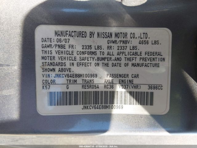 2008 INFINITI G37 JNKCV64E88M100969 Photo 8