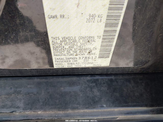 1N4AL3APXEN378612 Nissan 2014