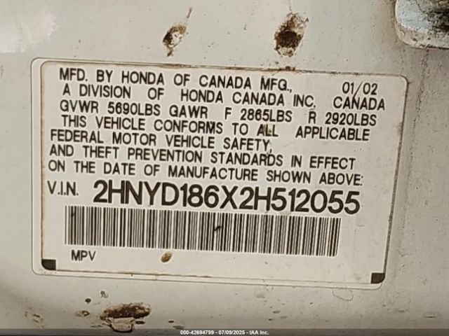 2002 ACURA MDX 2HNYD186X2H512055 Photo 8