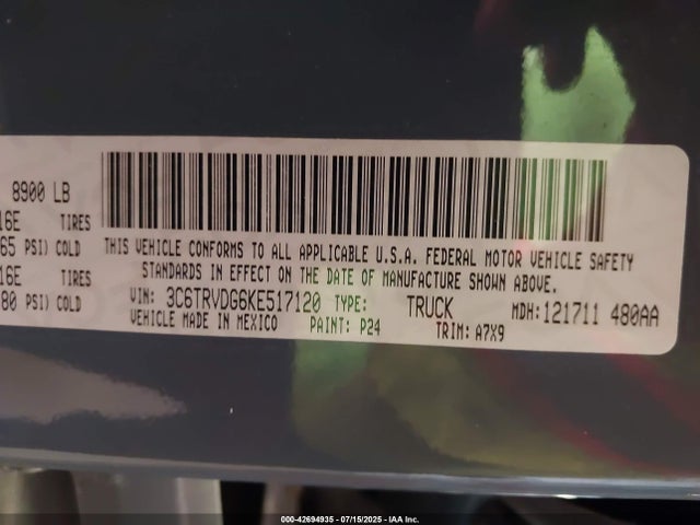 3C6TRVDG6KE517120 RAM Promaster 2500