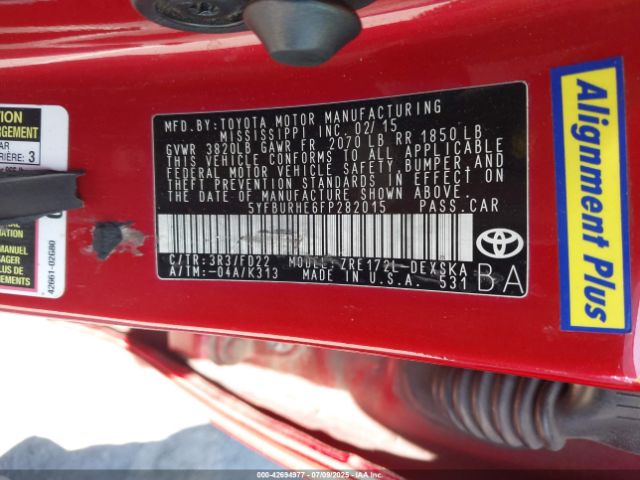 2015 TOYOTA COROLLA 5YFBURHE6FP282015 Photo 8