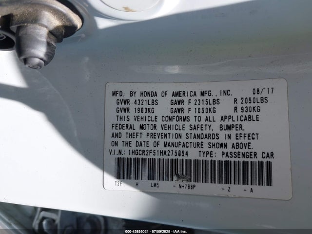1HGCR2F51HA275854 Honda k24w1
