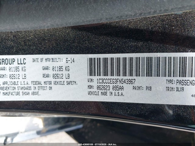 1C3CCCEG3FN543967 Chrysler 200