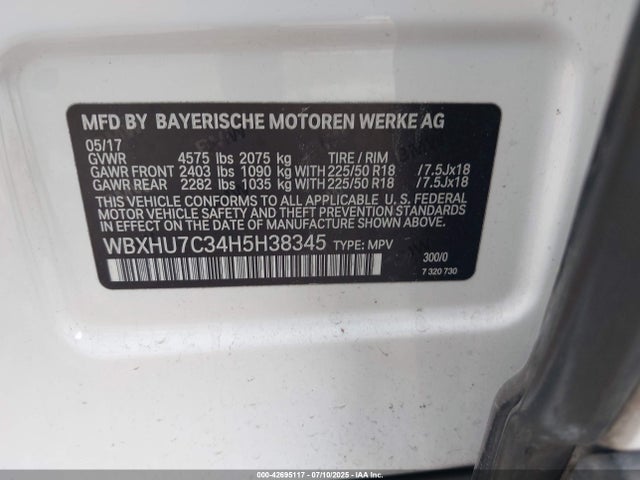 WBXHU7C34H5H38345 BMW X1